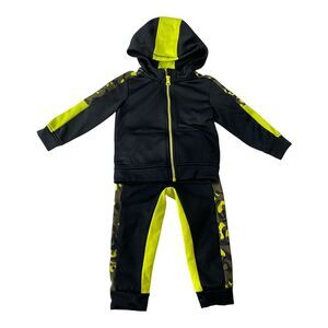 Boys Size 24 Months Sweatsuit Set Athletic Works Black and Yellow Camouflage